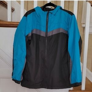 AQ ARTIC QUEST Boy's Youth Kid's Blue Black Hooded Jacket Size 14/16